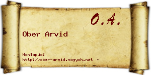 Ober Arvid névjegykártya